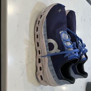 On Running Blue and White Sneakers with Chunky Midsole